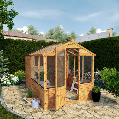 Traditional Combi Greenhouse & Shed 10'x6'