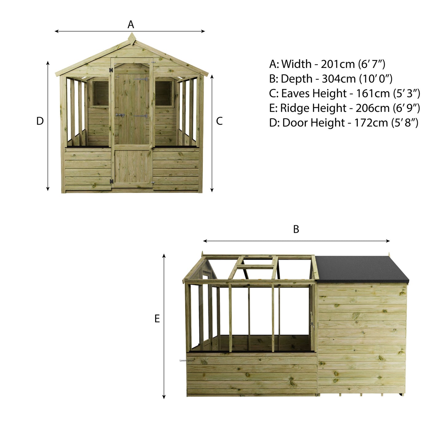 Traditional Combi Greenhouse & Shed 10'x6'