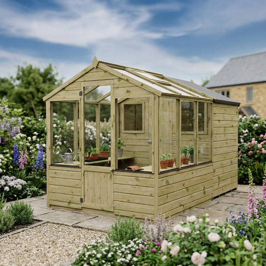 Traditional Combi Greenhouse & Shed 10'x6'