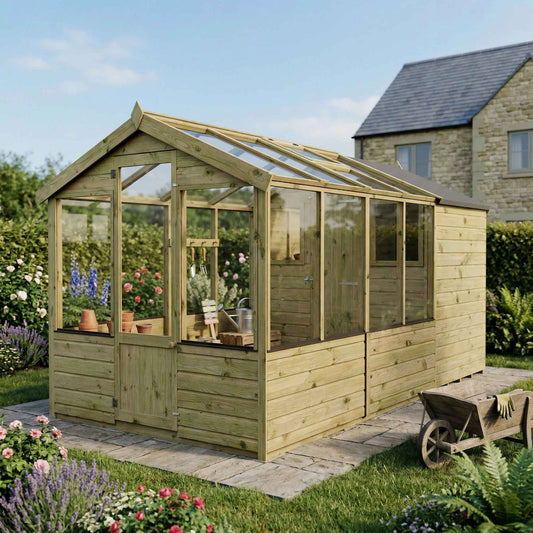 Traditional Combi Greenhouse & Shed 12'x6'