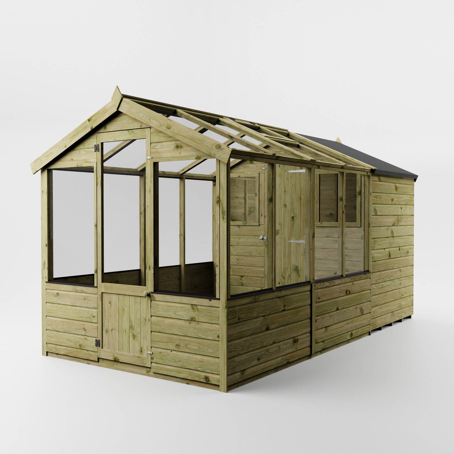 Traditional Combi Greenhouse & Shed 12'x6'