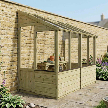 Evesham Wooden Lean-To Greenhouse 8'x4'