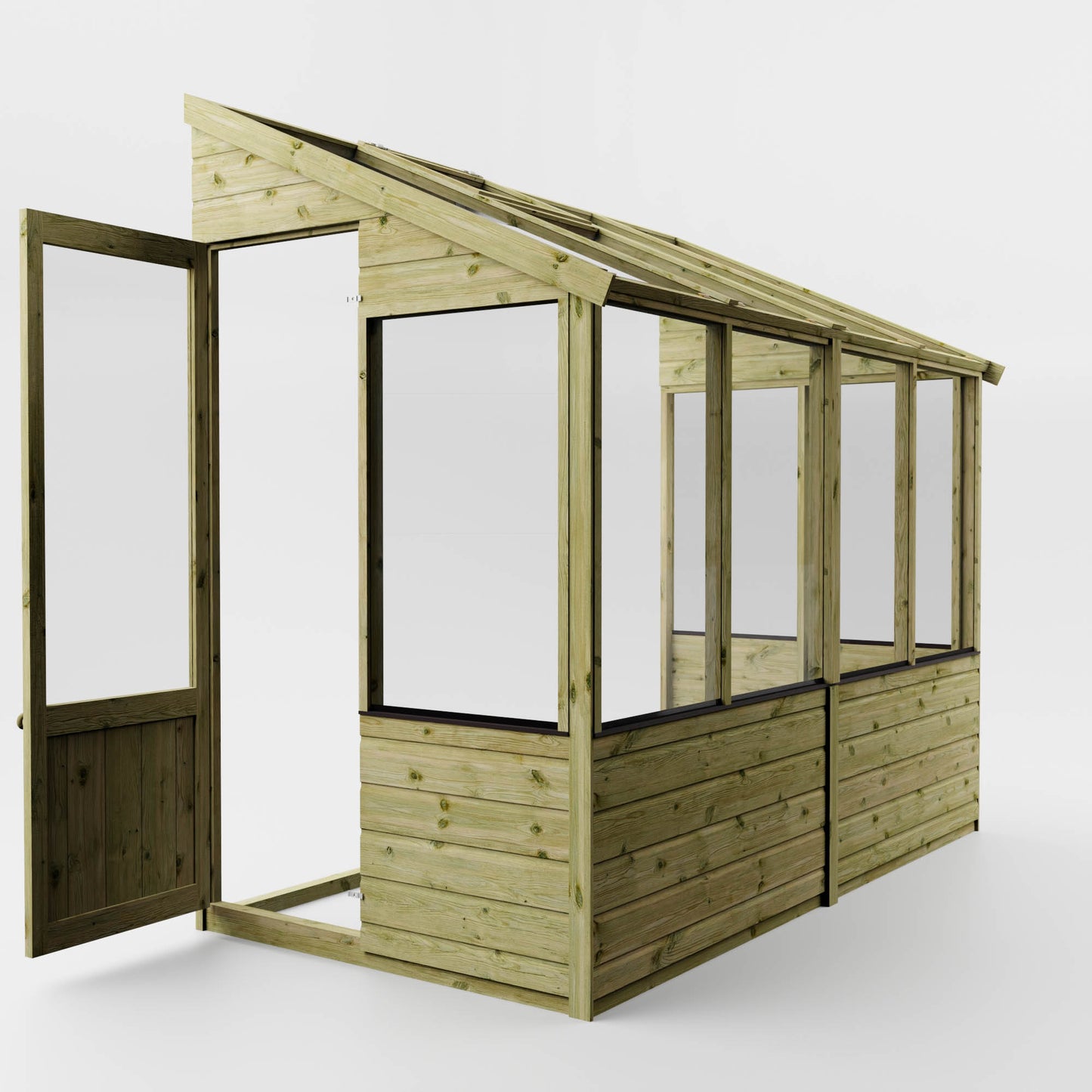 Evesham Wooden Lean-To Greenhouse 8'x4'