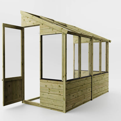 Evesham Wooden Lean-To Greenhouse 8'x4'
