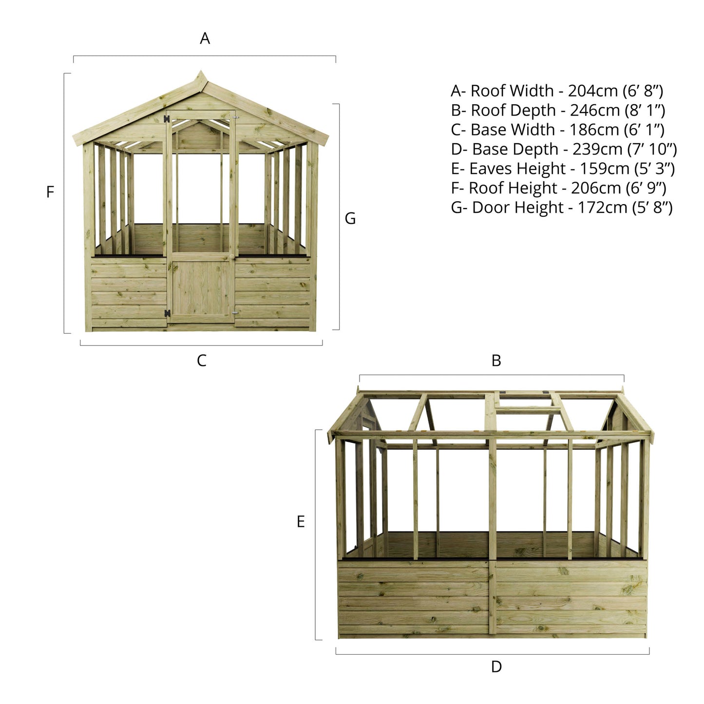 Evesham Wooden Greenhouse 8'x6'