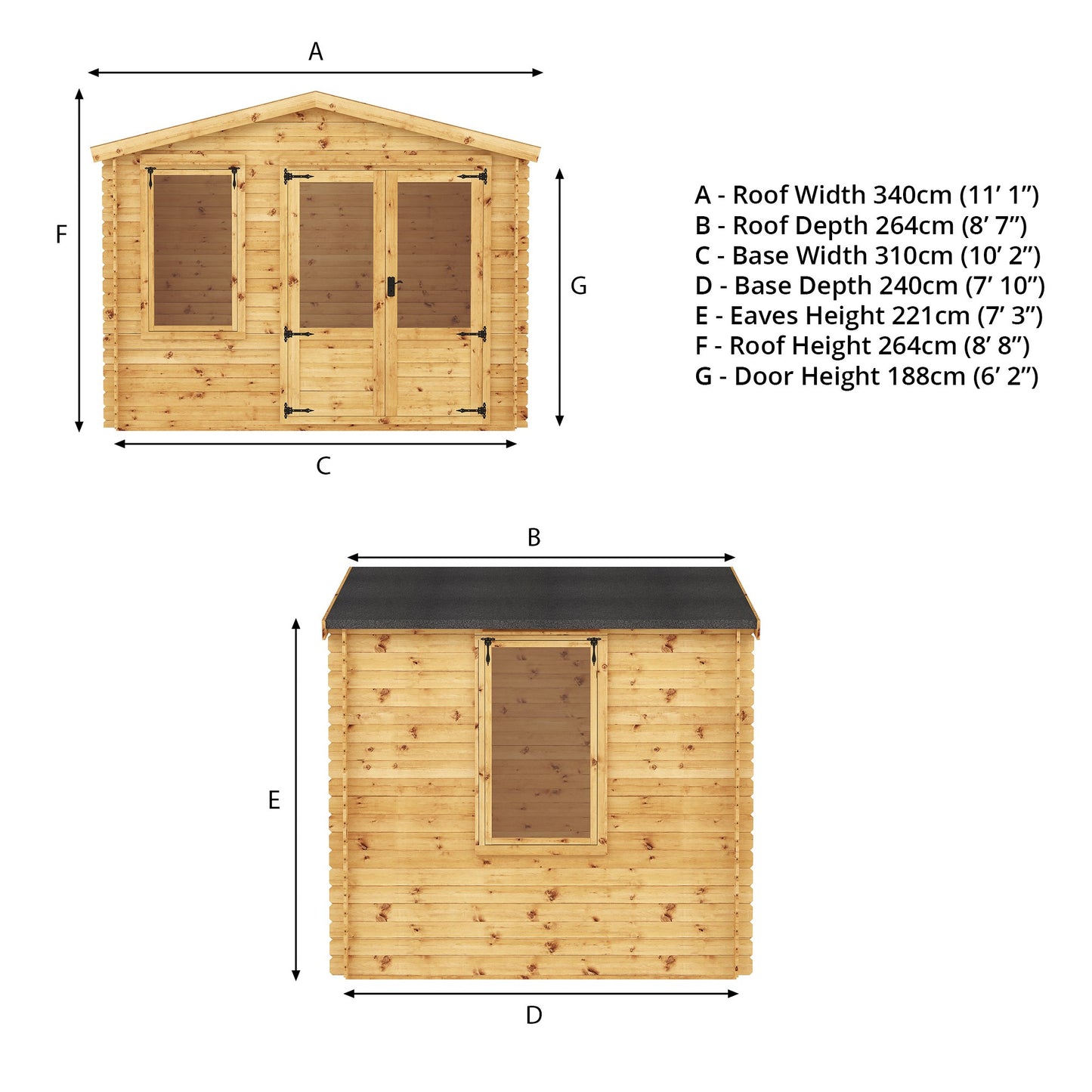 Mercia Log Cabin 19mm - 2.6m x 3.3m