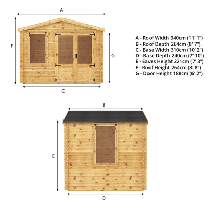 Mercia Log Cabin 19mm - 2.6m x 3.3m