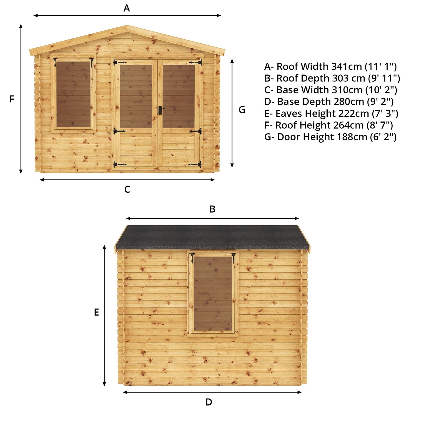 Mercia Log Cabin 19mm - 3.3m x 3m