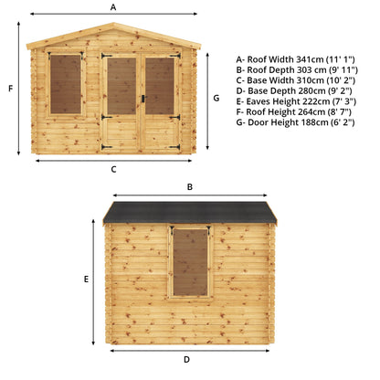 Mercia Log Cabin 19mm - 3.3m x 3m