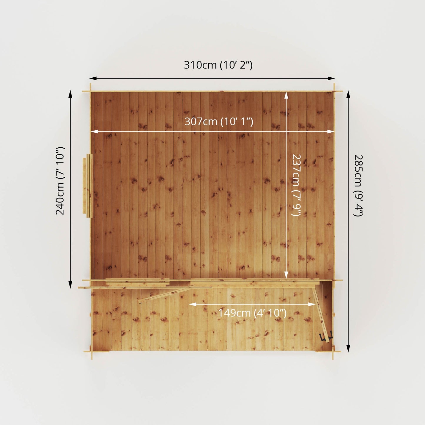 Mercia Log Cabin 19mm with Veranda - 3.3m x 3.4m