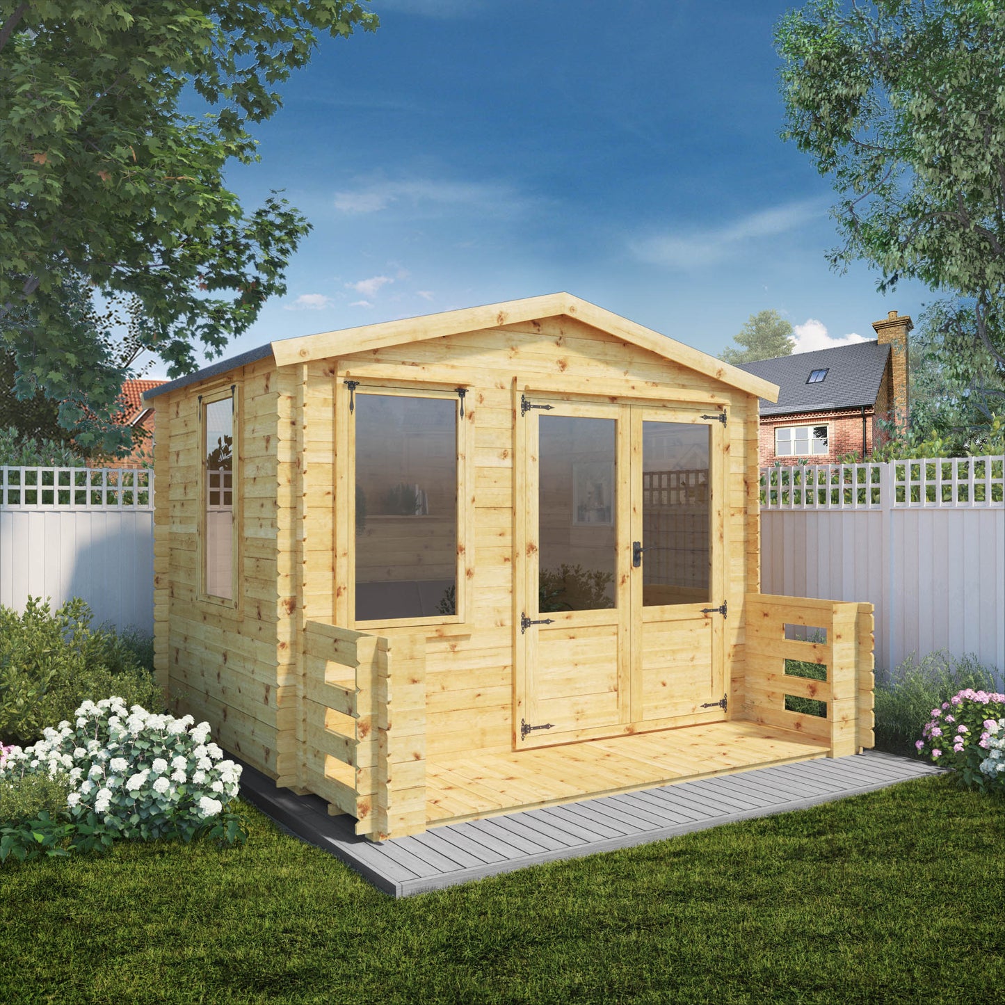 Mercia Log Cabin 19mm with Veranda - 3.3m x 3.4m