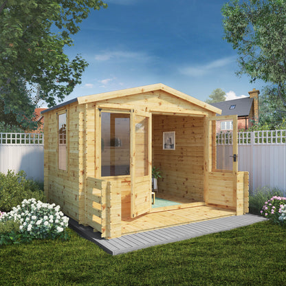 Mercia Log Cabin 19mm with Veranda - 3.3m x 3.4m