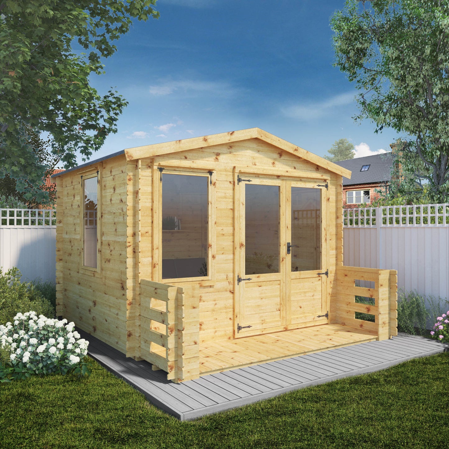 Mercia Log Cabin 19mm with Veranda - 3.3m x 3.7m