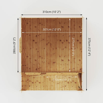 Mercia Log Cabin 19mm with Veranda - 3.3m x 3.7m