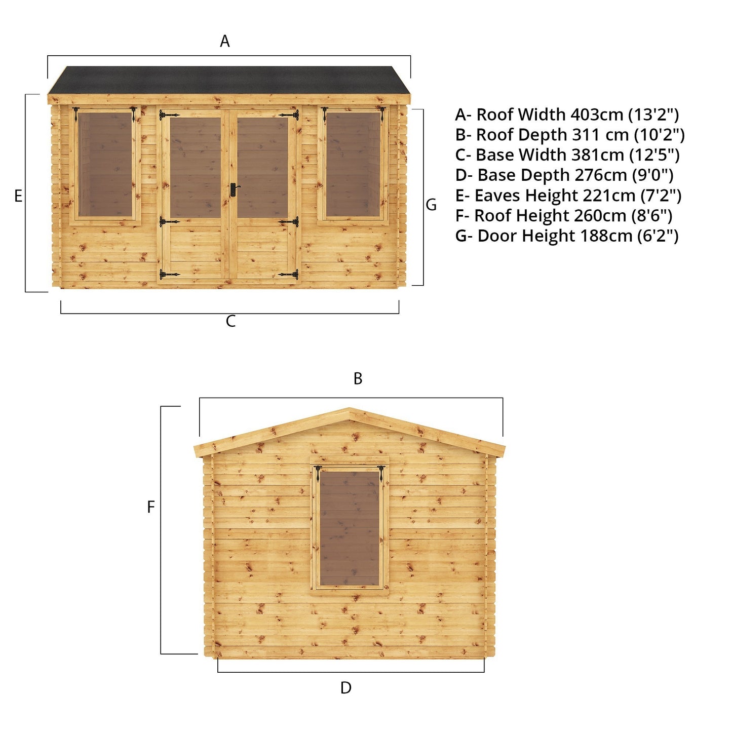 Mercia Reverse Apex Log Cabin 19mm - 4m x 3m