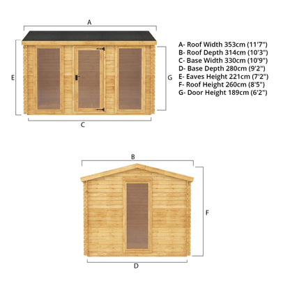 Mercia Log Cabin 19mm - 3.5m x 3m