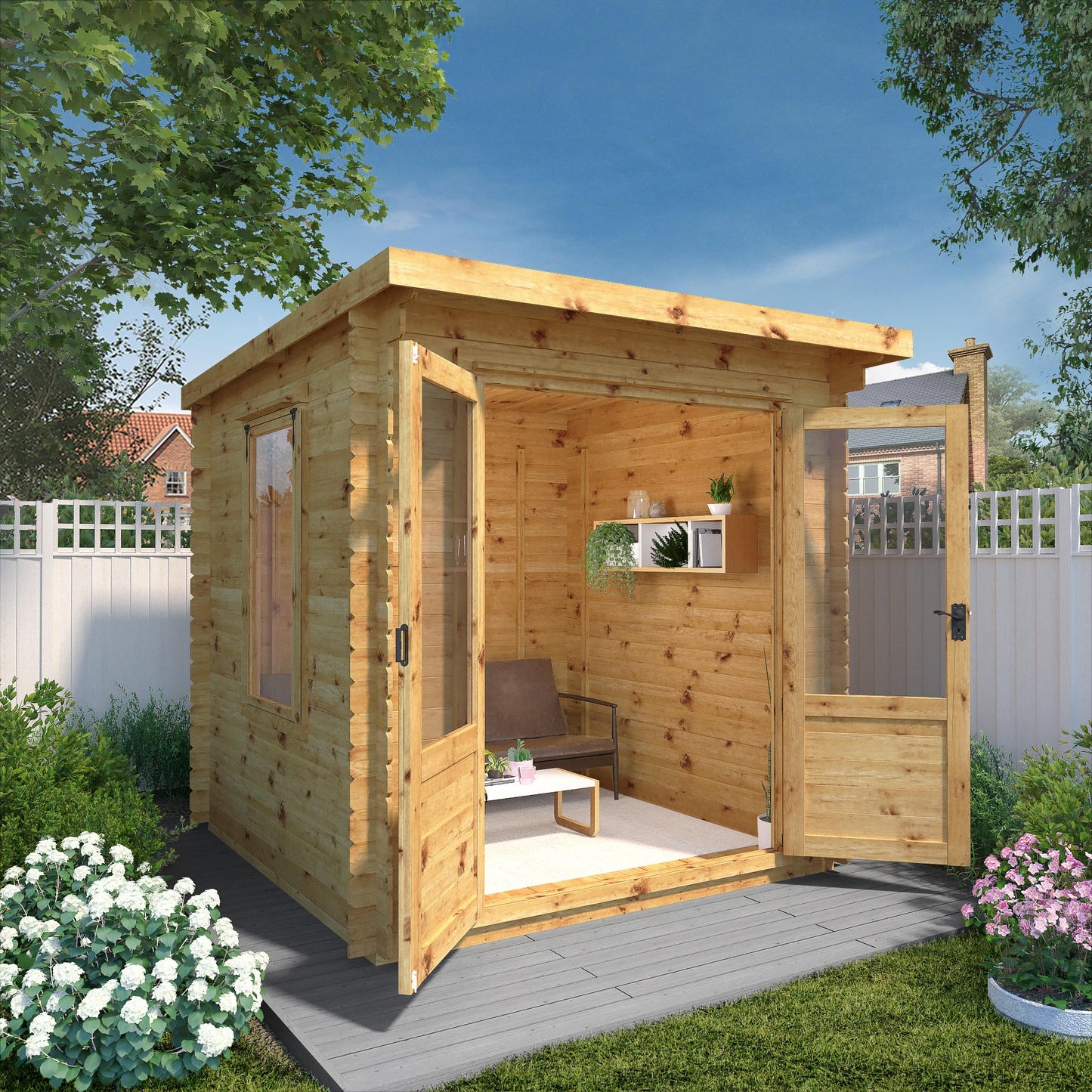 Mercia Pent Log Cabin 19mm - 2.4m x 2.4m