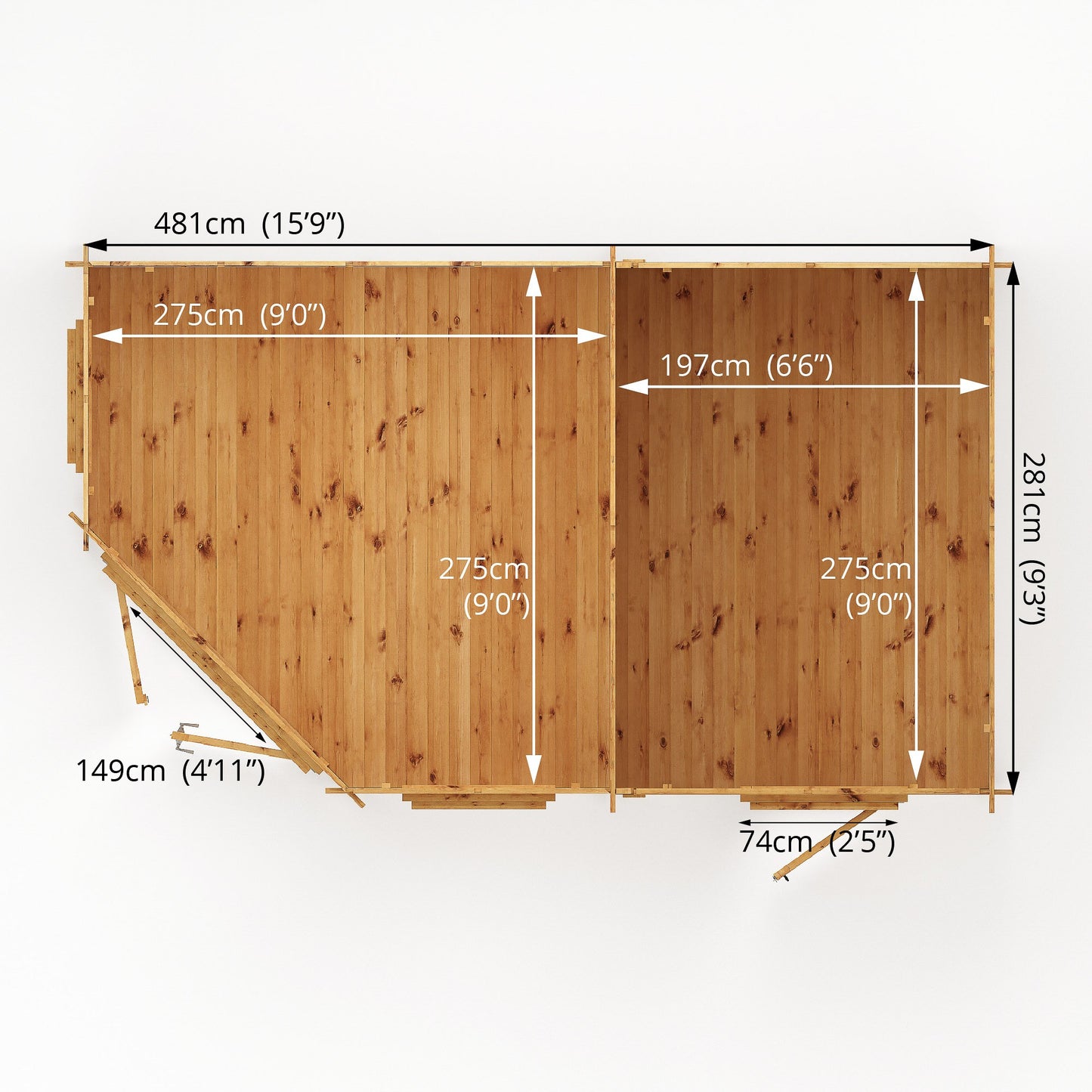 Mercia Corner Lodge Plus side shed 34mm - Double Glazed 5m x 3m