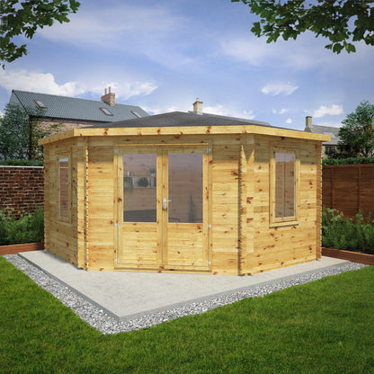 Mercia Corner Log Cabin 28mm - Double Glazed 4m x 4m
