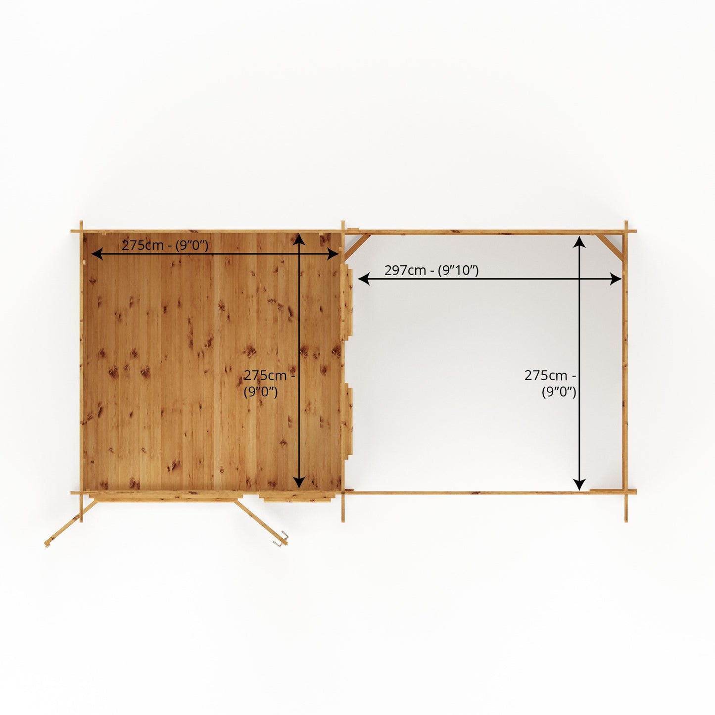 Mercia 6m x 3m Studio Pent Log Cabin With Patio Area - 28mm