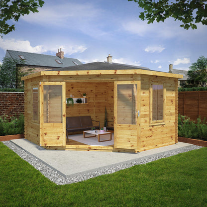 Mercia Corner Log Cabin 34mm - Double Glazed 4m x 4m