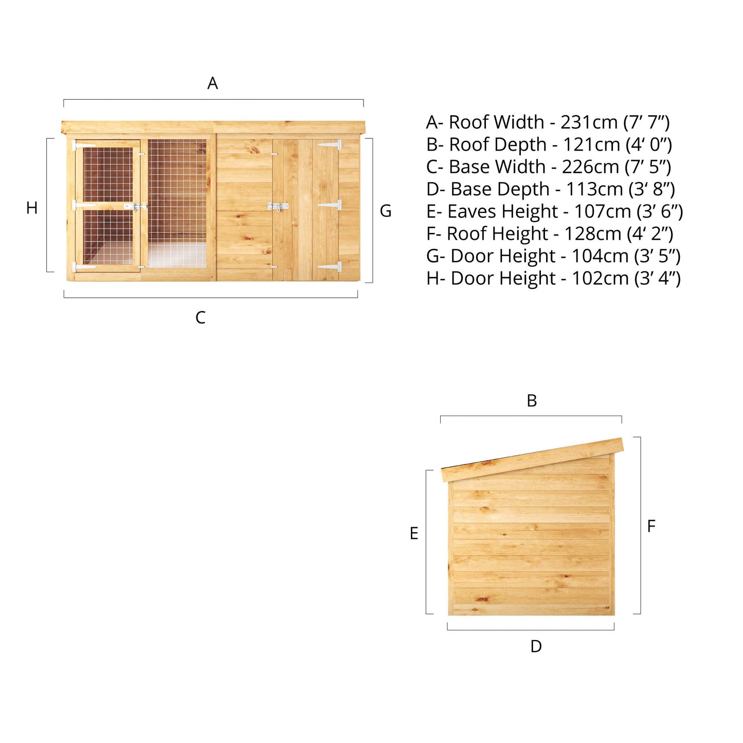 Mercia 8x4 Berkshire Dog Kennel and Run