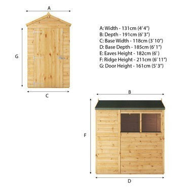 Mercia Premium Woodsman Shiplap Apex Shed 6'x4' - Styrene Windows