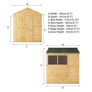 Mercia Premium Woodsman Shiplap Apex Shed 6'x6'  - Glass Windows