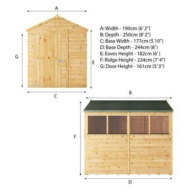Mercia Premium Woodsman Shiplap Apex Shed 8'x6' - Styrene Windows