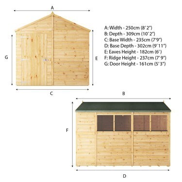 Mercia Premium Woodsman Shiplap Apex Shed 10'x8' - Styrene Windows