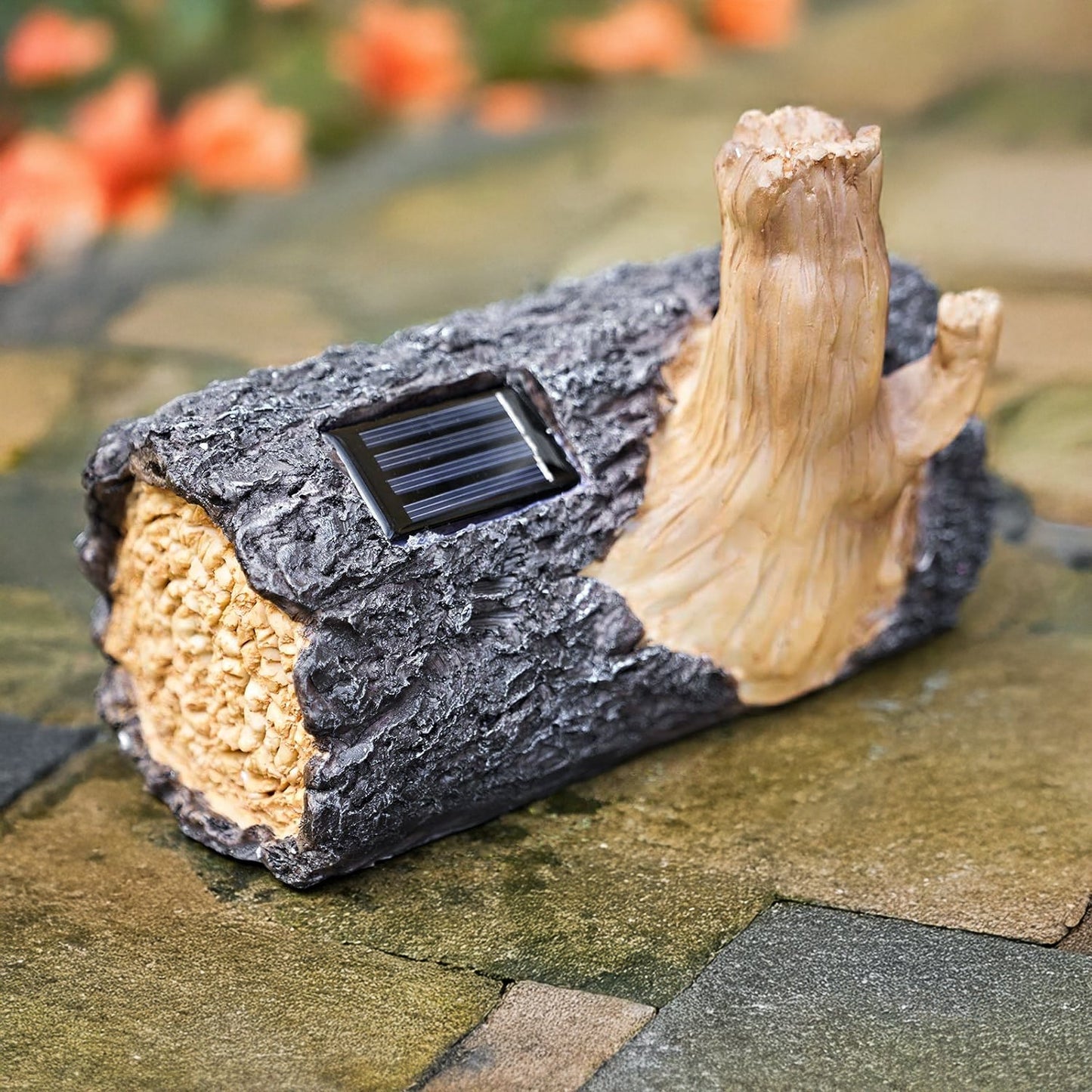 Solar Fairy House Garden Ornament Wooden Log Effect Light Up LED Home