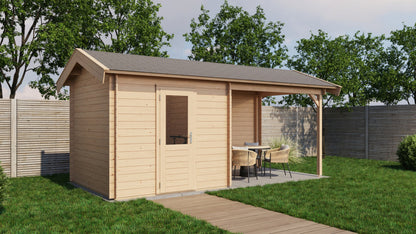 Lugarde Select - Snowdonia Apex Roof Log Cabin 250x250cm with 300cm Canopy
