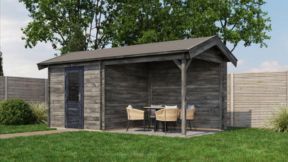 Lugarde Select - Snowdonia Apex Roof Log Cabin 250x250cm with 300cm Canopy
