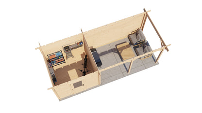 Lugarde Select - Severn Flat Roof Log Cabin 250x250cm with 400cm Canopy