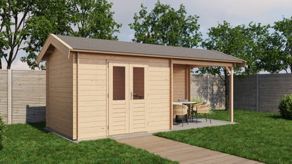 Lugarde Select - Lakeside Apex Roof Log Cabin 300x250cm with 300cm Canopy