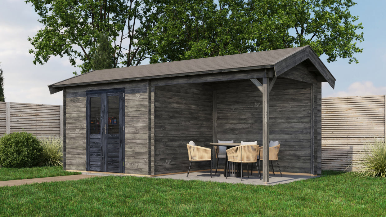 Lugarde Select - Lakeside Apex Roof Log Cabin 300x250cm with 300cm Canopy