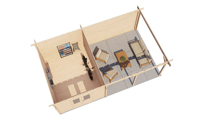 Lugarde Select - Cambridge Flat Roof Log Cabin 300x400cm with 400cm Canopy