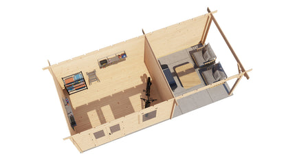 Lugarde Select - Firth Flat Roof Log Cabin 400x300cm with 300cm Canopy