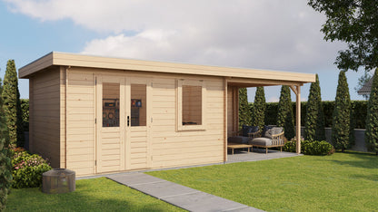 Lugarde Select - Firth Flat Roof Log Cabin 400x300cm with 300cm Canopy