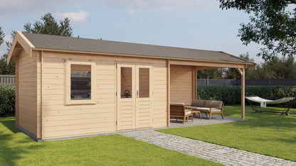 Lugarde Select - Trent Apex Roof Log Cabin 400x300cm with 400cm Canopy