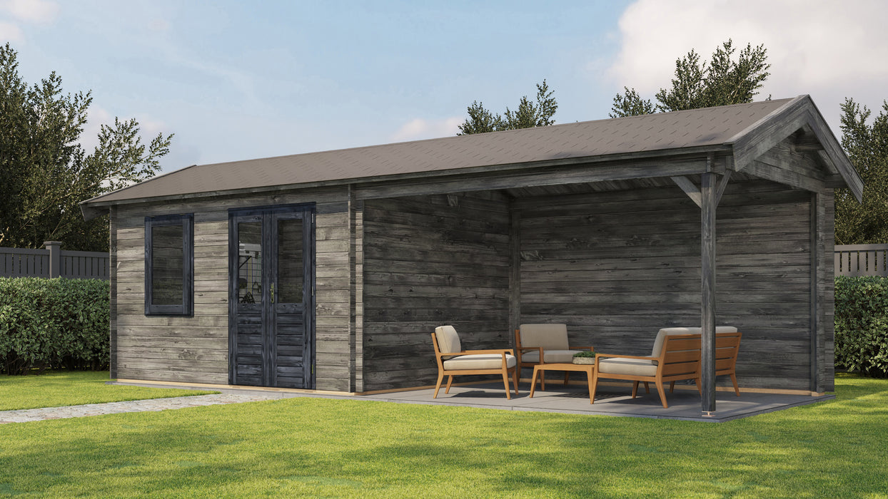 Lugarde Select - Trent Apex Roof Log Cabin 400x300cm with 400cm Canopy
