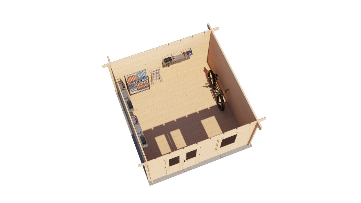 Lugarde Select - Kent Flat Roof Log Cabin 400x400cm