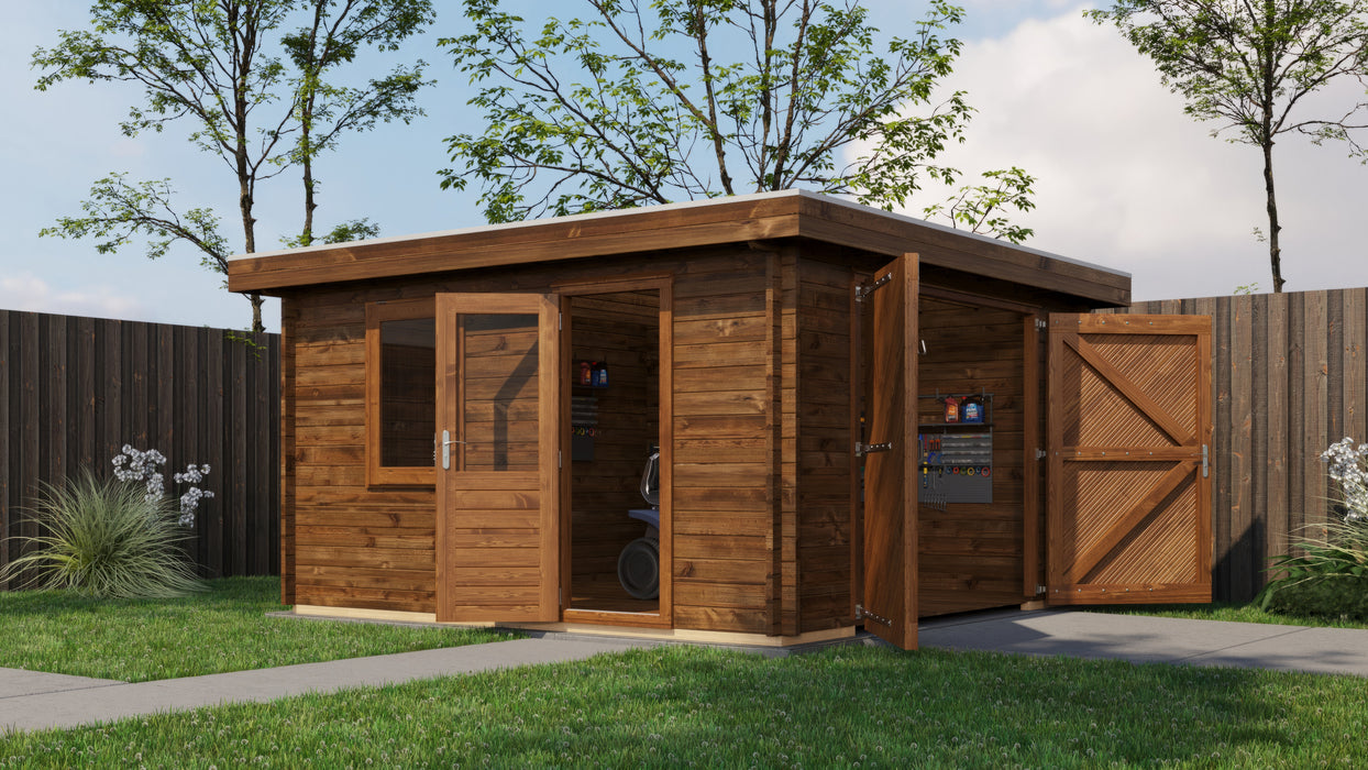 Lugarde Select - Shetland Flat Roof Log Cabin 400x400cm