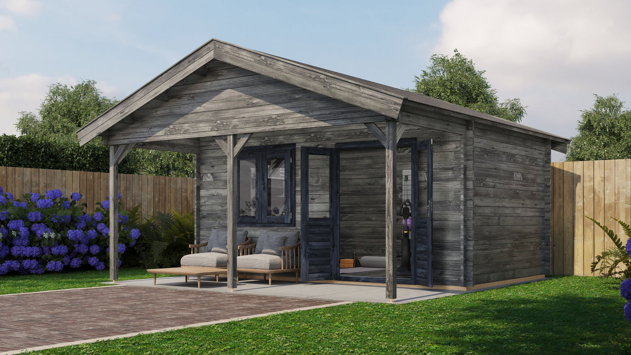 Lugarde Select - Medway Apex Roof Log Cabin 500x300cm with 200cm Front Canopy