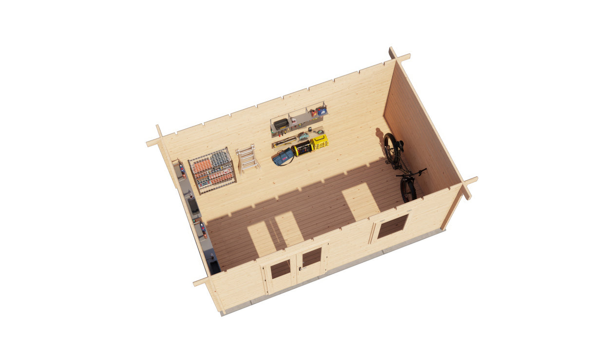 Lugarde Select - Exmoor Flat Roof Log Cabin 500x300cm