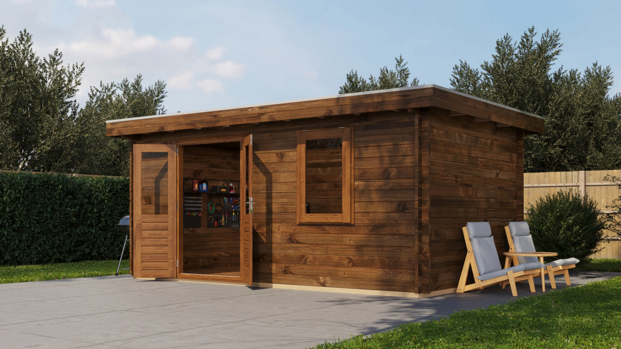 Lugarde Select - Exmoor Flat Roof Log Cabin 500x300cm