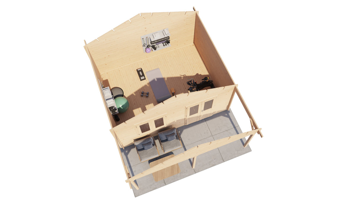 Lugarde Select - Stour Apex Roof Log Cabin 500x400cm with 200cm Front Canopy