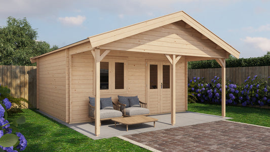 Lugarde Select - Stour Apex Roof Log Cabin 500x400cm with 200cm Front Canopy