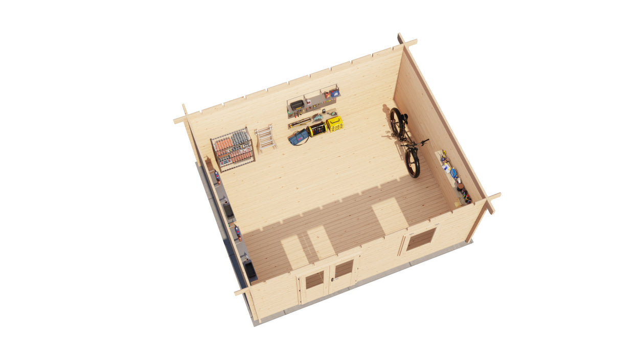 Lugarde Select - Dartmoor Flat Roof Log Cabin 500x400cm