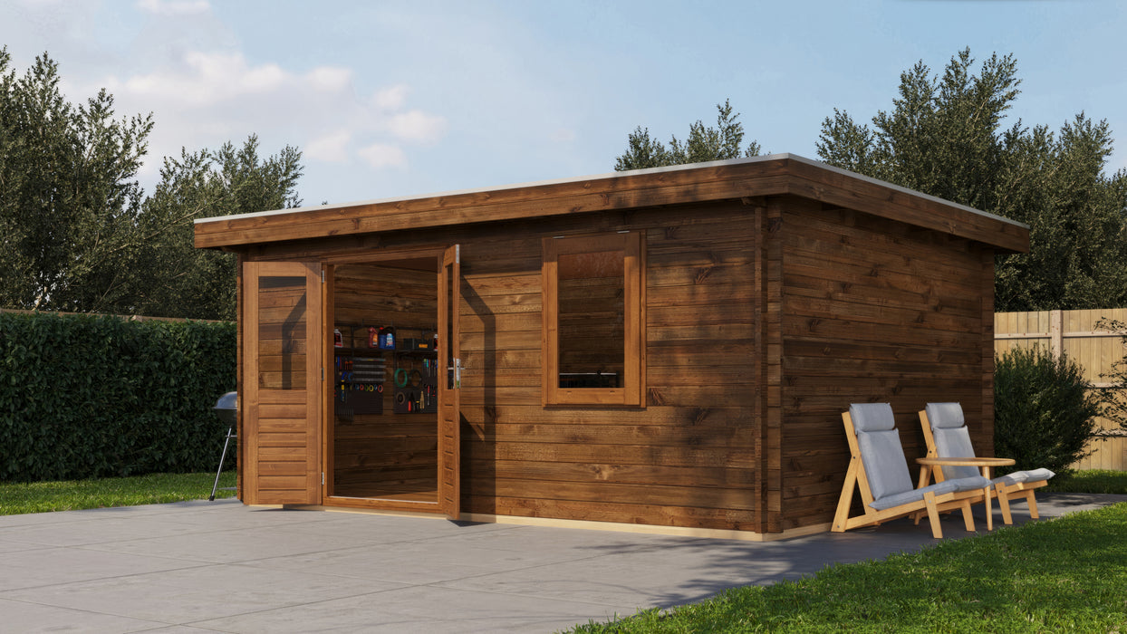 Lugarde Select - Dartmoor Flat Roof Log Cabin 500x400cm